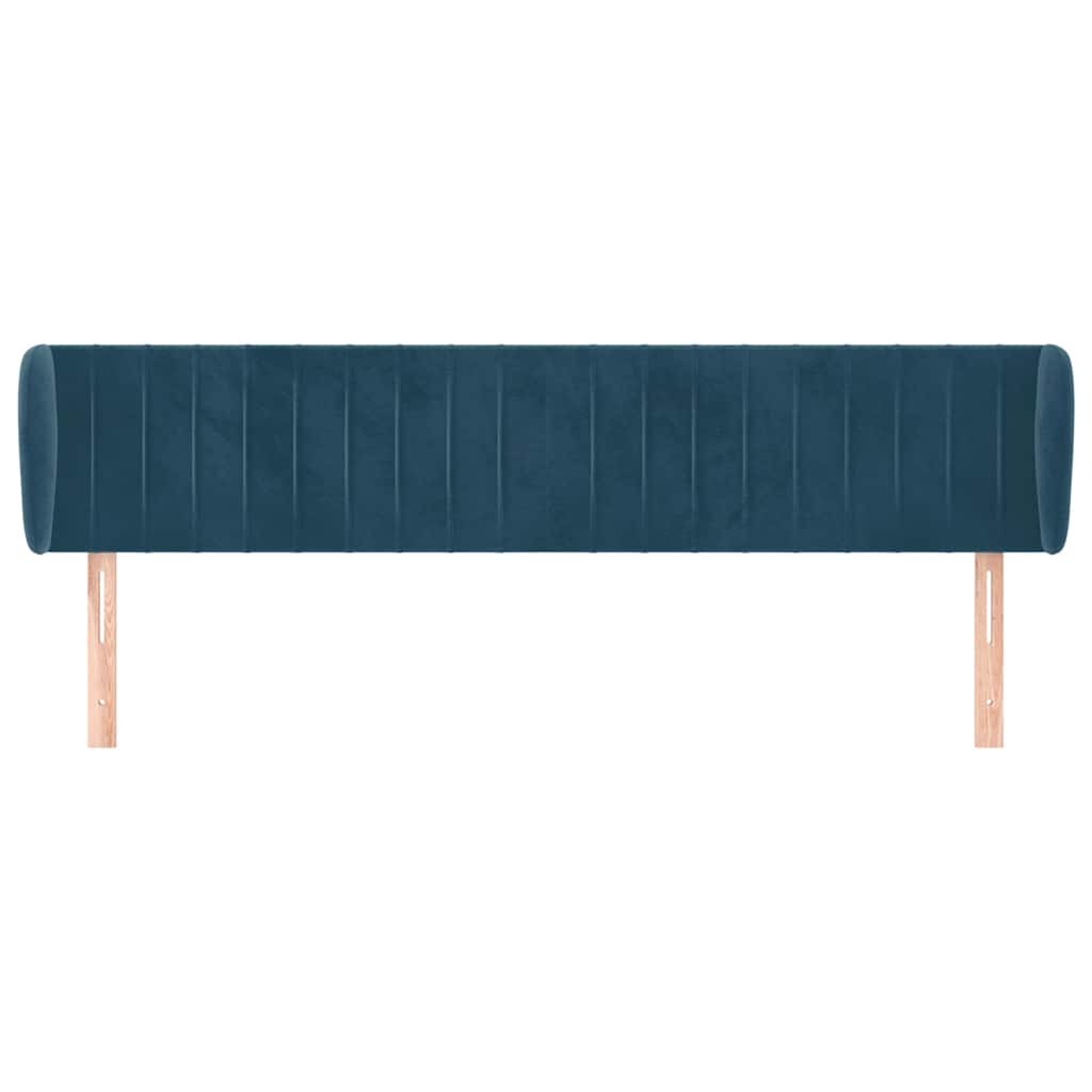 vidaXL Kopfteil mit Ohren Dunkelblau 183x23x78/88 cm Samt