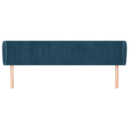 vidaXL Kopfteil mit Ohren Dunkelblau 183x23x78/88 cm Samt