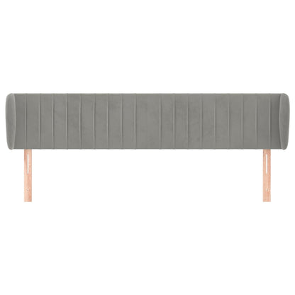vidaXL Kopfteil mit Ohren Hellgrau 203x23x78/88 cm Samt