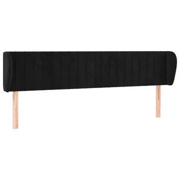 vidaXL Kopfteil mit Ohren Schwarz 203x23x78/88 cm Samt
