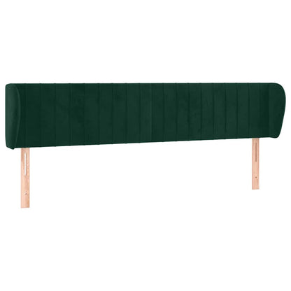 vidaXL Kopfteil mit Ohren Dunkelgrün 203x23x78/88 cm Samt