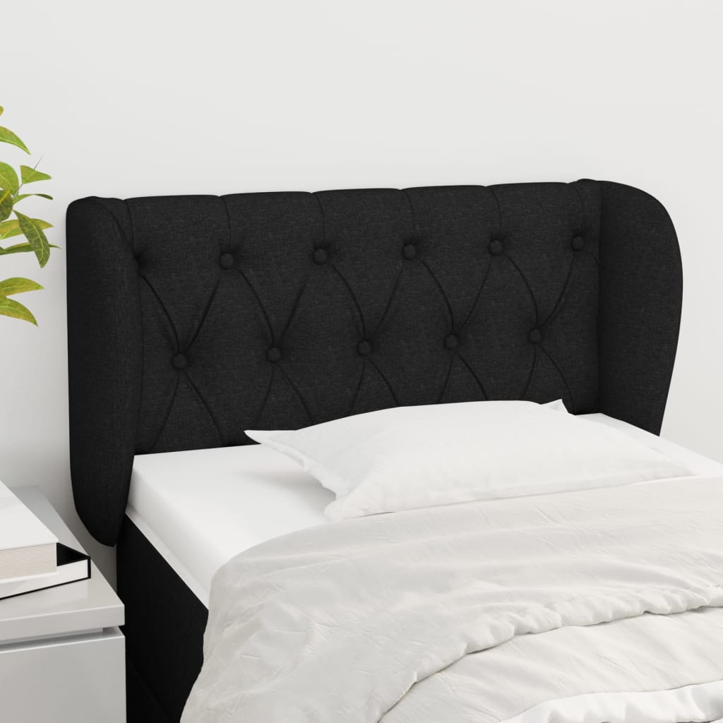vidaXL Kopfteil mit Ohren Schwarz 83x23x78/88 cm Stoff