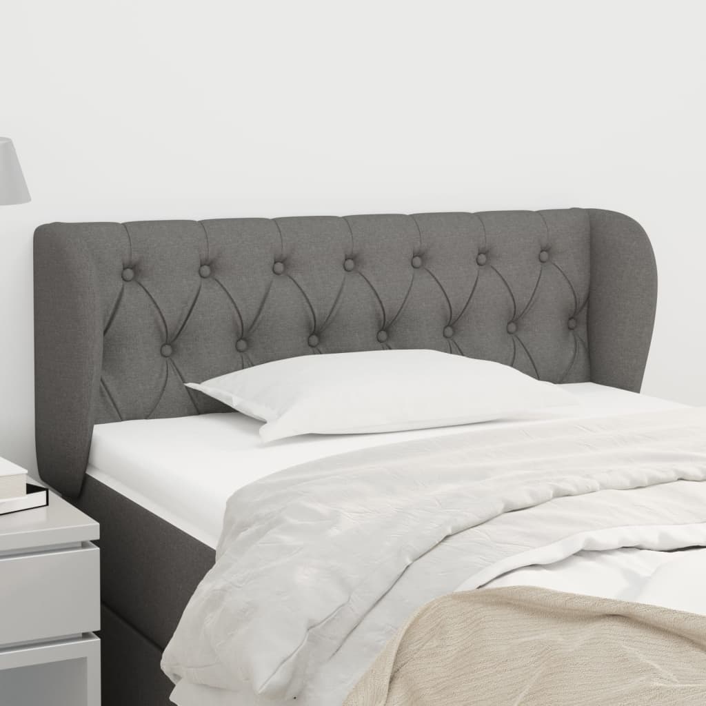 vidaXL Kopfteil mit Ohren Dunkelgrau 93x23x78/88 cm Stoff