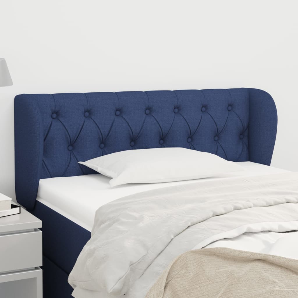 vidaXL Kopfteil mit Ohren Blau 93x23x78/88 cm Stoff