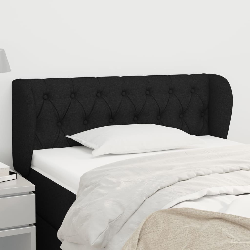 vidaXL Kopfteil mit Ohren Schwarz 103x23x78/88 cm Stoff