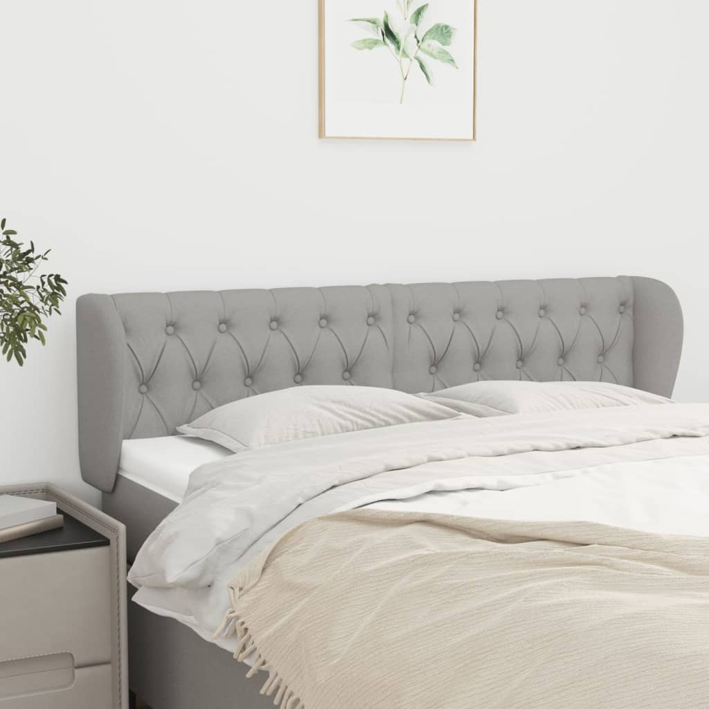 vidaXL Kopfteil mit Ohren Hellgrau 147x23x78/88 cm Stoff