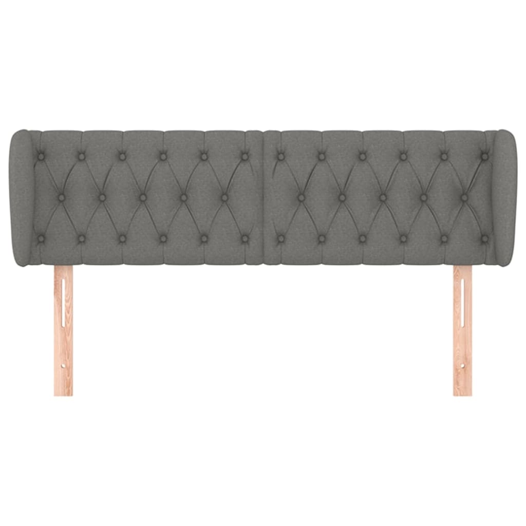 vidaXL Kopfteil mit Ohren Dunkelgrau 147x23x78/88 cm Stoff