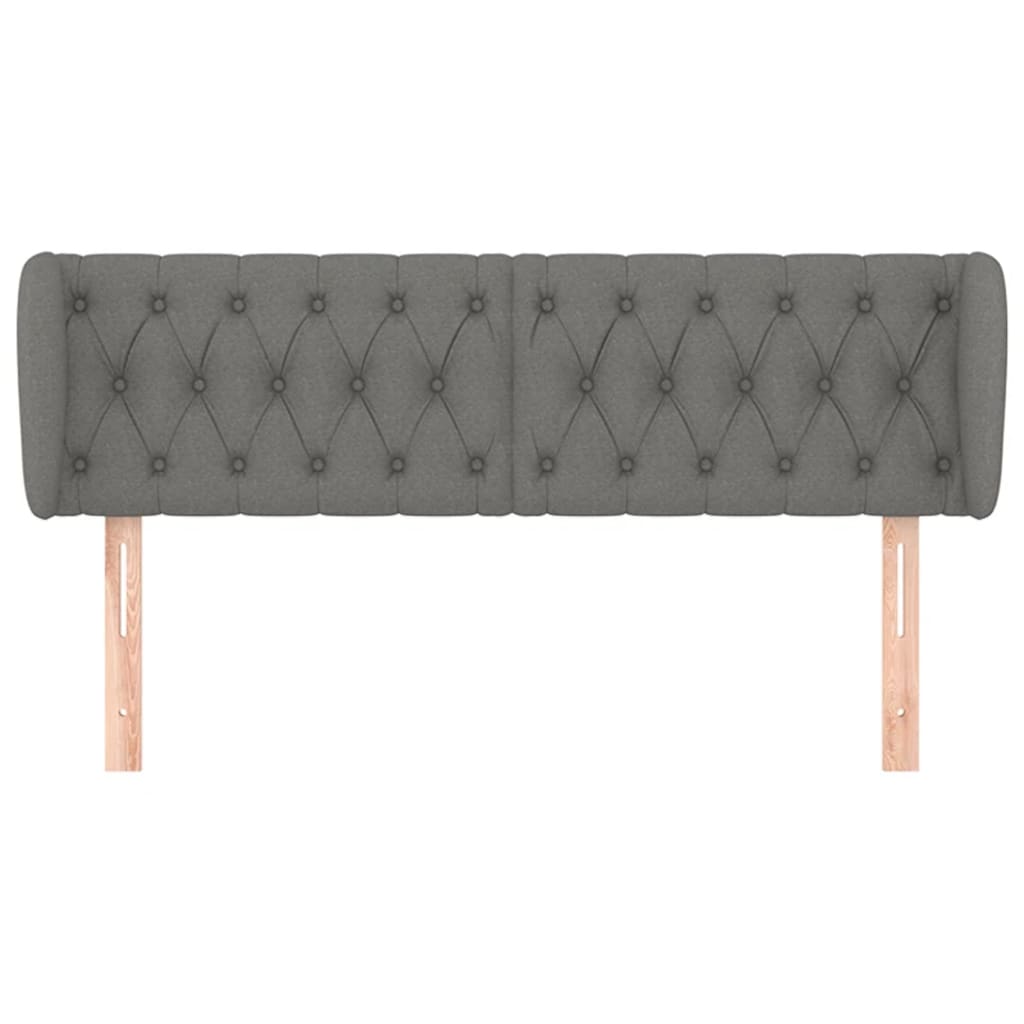 vidaXL Kopfteil mit Ohren Dunkelgrau 163x23x78/88 cm Stoff