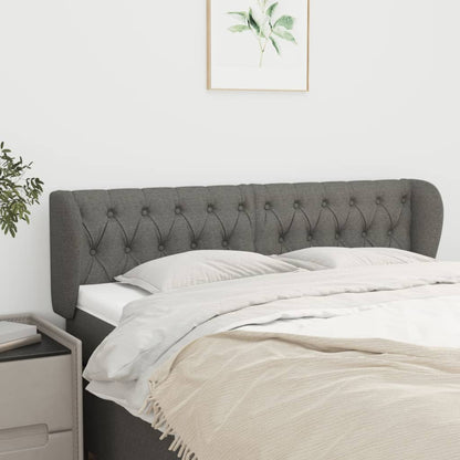 vidaXL Kopfteil mit Ohren Dunkelgrau 163x23x78/88 cm Stoff