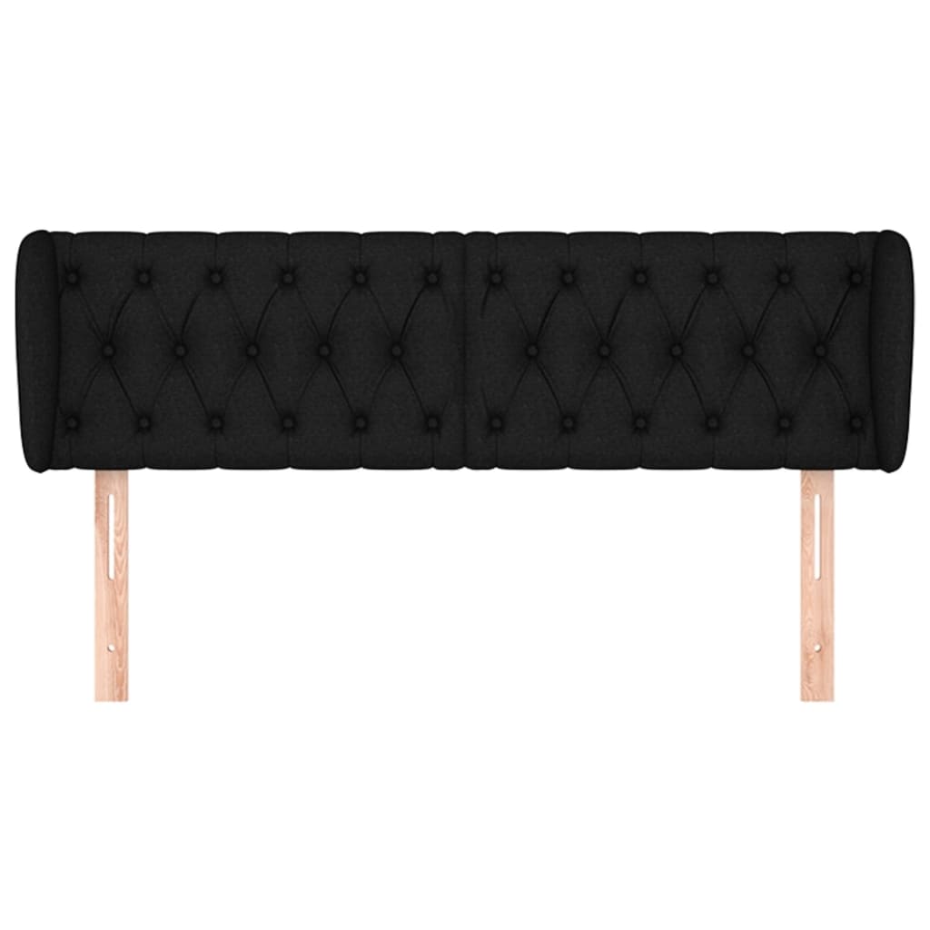 vidaXL Kopfteil mit Ohren Schwarz 163x23x78/88 cm Stoff