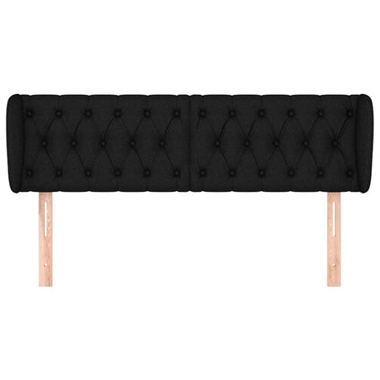 vidaXL Kopfteil mit Ohren Schwarz 163x23x78/88 cm Stoff