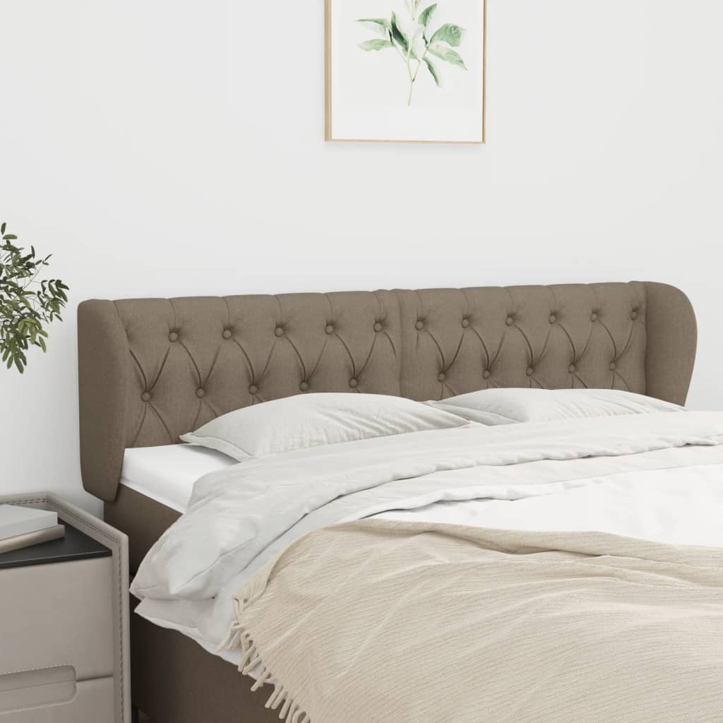 vidaXL Kopfteil mit Ohren Taupe 163x23x78/88 cm Stoff