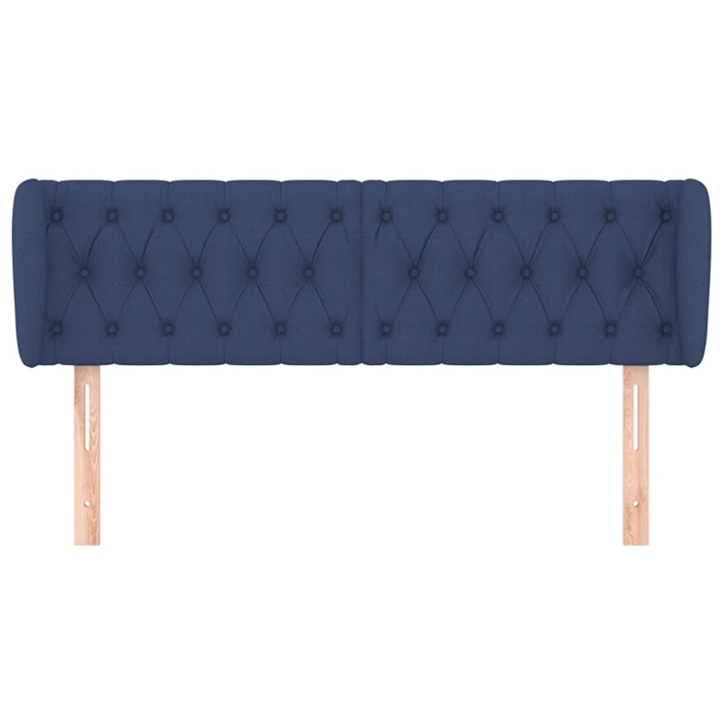 vidaXL Kopfteil mit Ohren Blau 163x23x78/88 cm Stoff