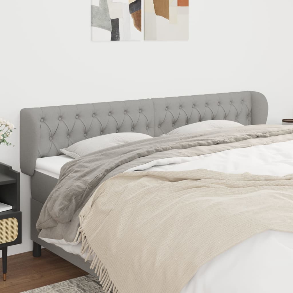 vidaXL Kopfteil mit Ohren Hellgrau 183x23x78/88 cm Stoff