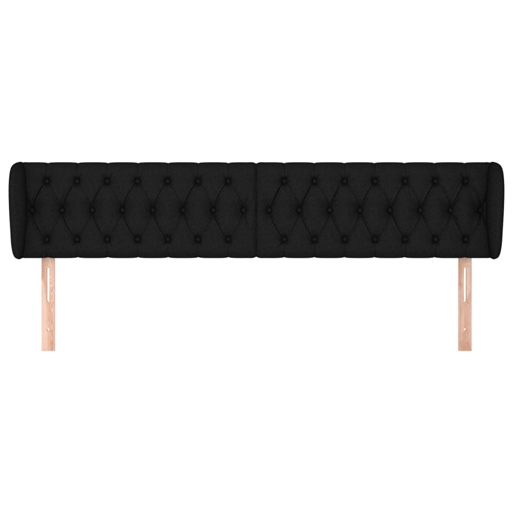 vidaXL Kopfteil mit Ohren Schwarz 183x23x78/88 cm Stoff