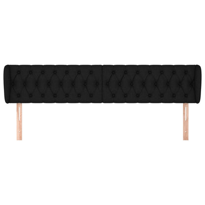 vidaXL Kopfteil mit Ohren Schwarz 183x23x78/88 cm Stoff