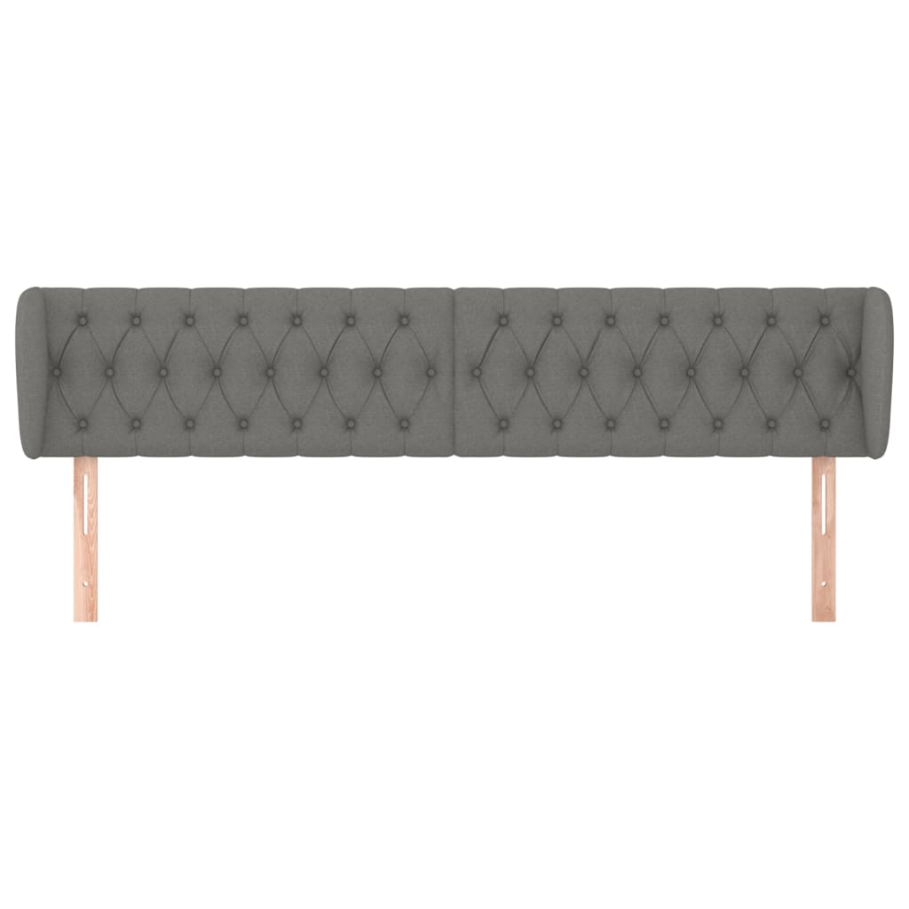 vidaXL Kopfteil mit Ohren Dunkelgrau 203x23x78/88 cm Stoff