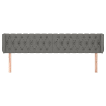vidaXL Kopfteil mit Ohren Dunkelgrau 203x23x78/88 cm Stoff