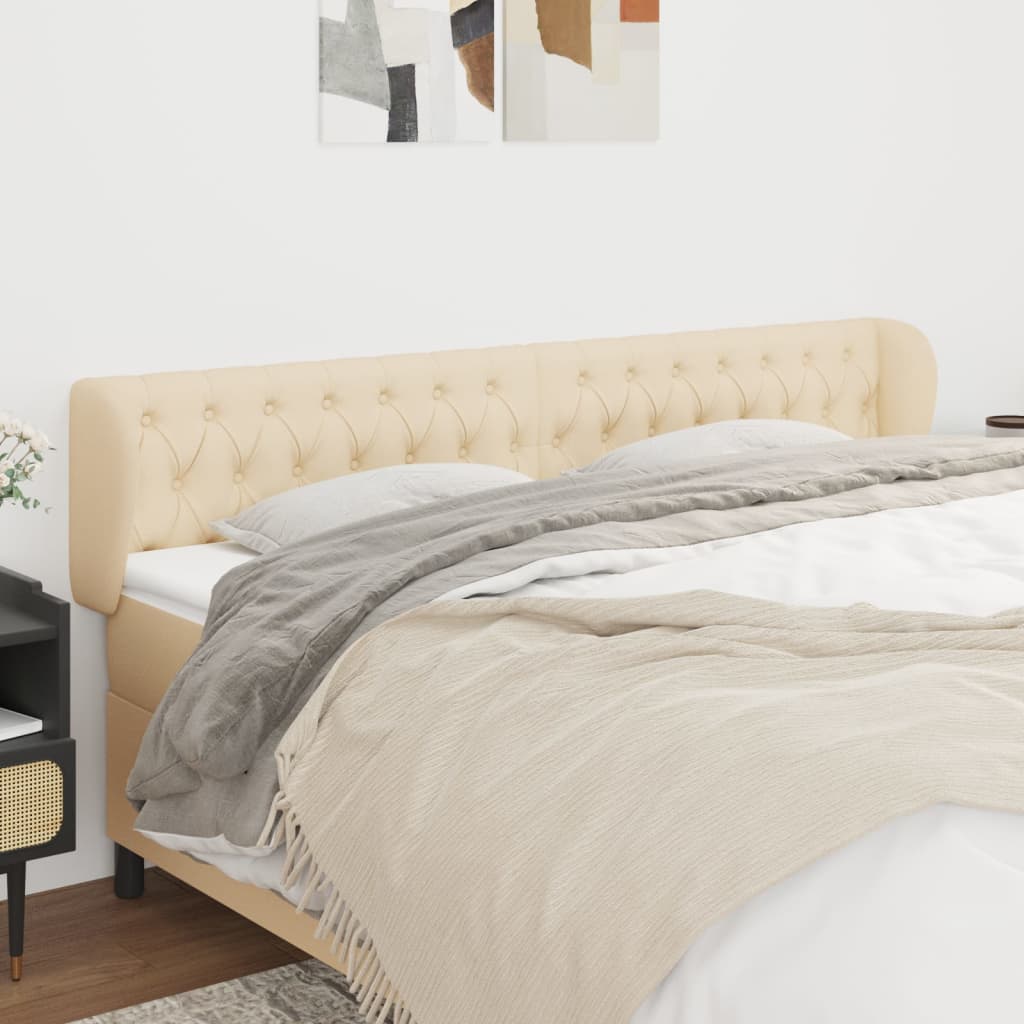 vidaXL Kopfteil mit Ohren Creme 203x23x78/88 cm Stoff
