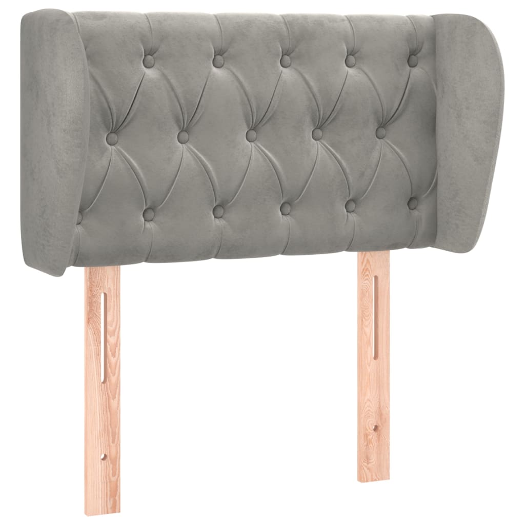 vidaXL Kopfteil mit Ohren Hellgrau 83x23x78/88 cm Samt