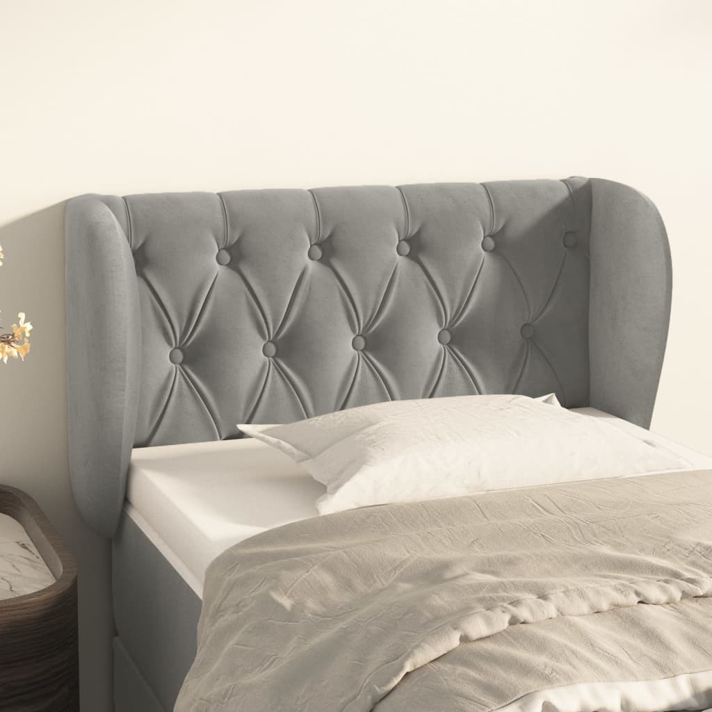 vidaXL Kopfteil mit Ohren Hellgrau 83x23x78/88 cm Samt
