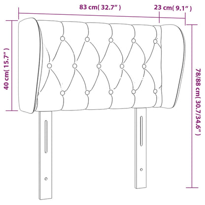 vidaXL Kopfteil mit Ohren Schwarz 83x23x78/88 cm Samt