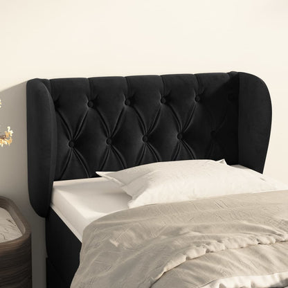 vidaXL Kopfteil mit Ohren Schwarz 83x23x78/88 cm Samt
