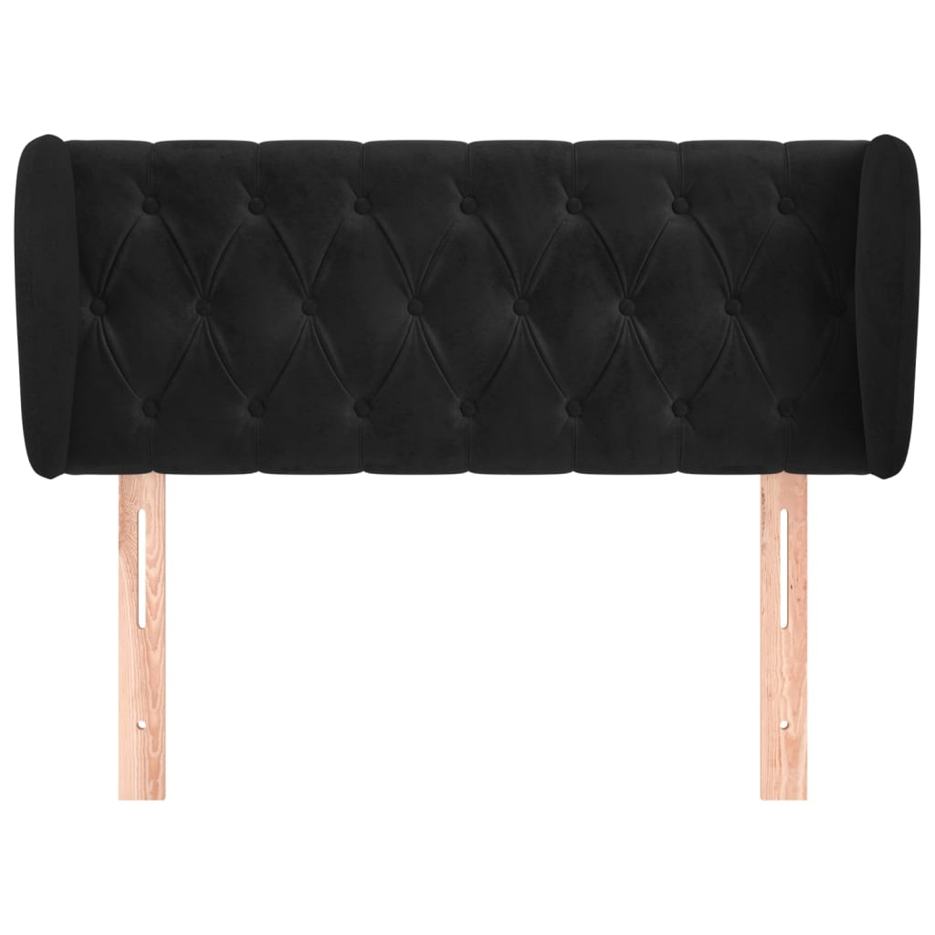 vidaXL Kopfteil mit Ohren Schwarz 93x23x78/88 cm Samt