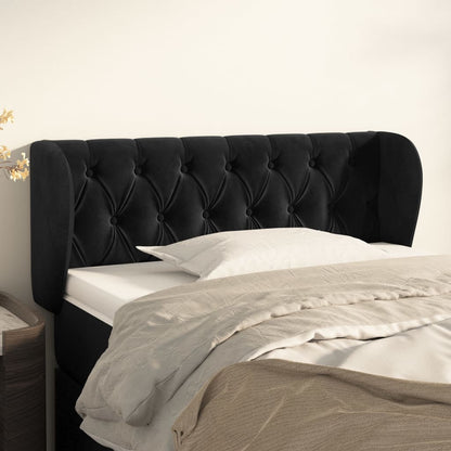 vidaXL Kopfteil mit Ohren Schwarz 93x23x78/88 cm Samt