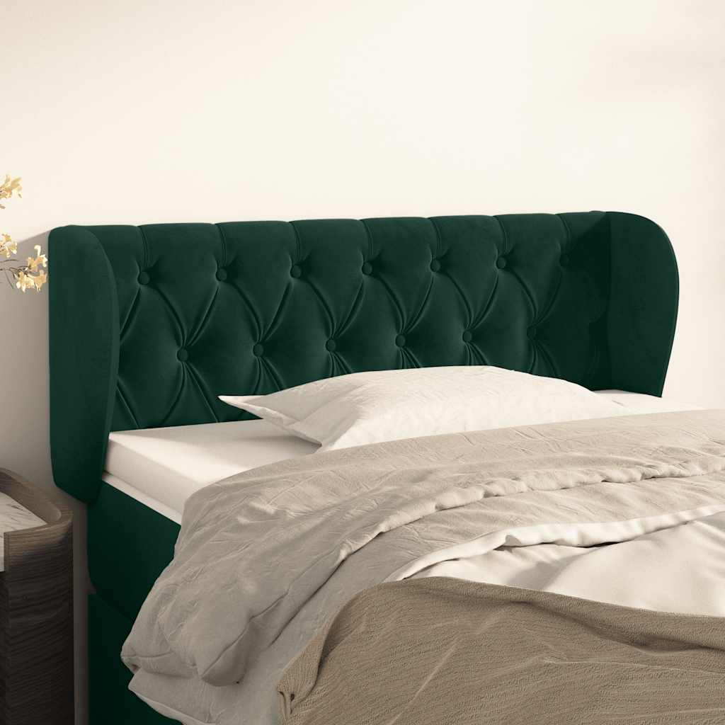vidaXL Kopfteil mit Ohren Dunkelgrün 93x23x78/88 cm Samt