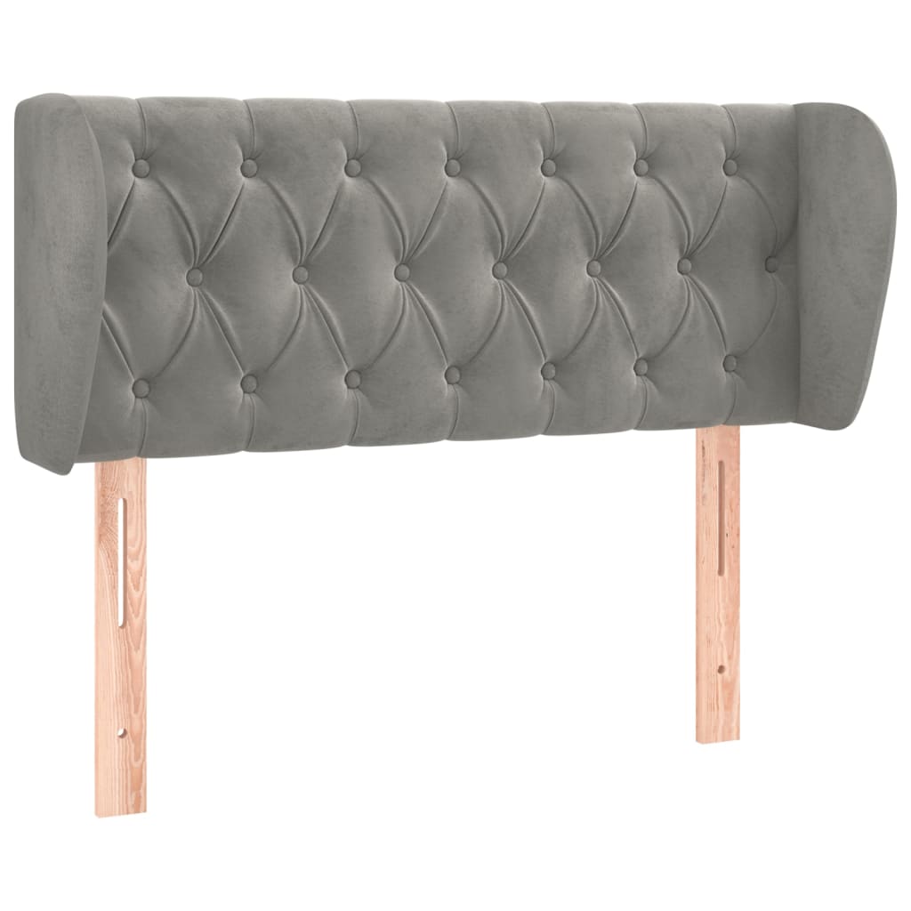 vidaXL Kopfteil mit Ohren Hellgrau 103x23x78/88 cm Samt