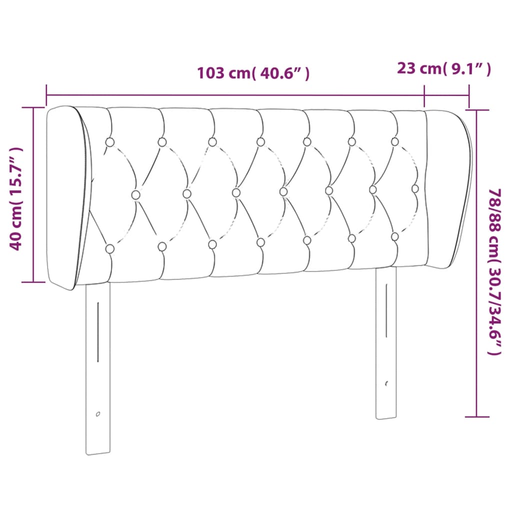 vidaXL Kopfteil mit Ohren Hellgrau 103x23x78/88 cm Samt