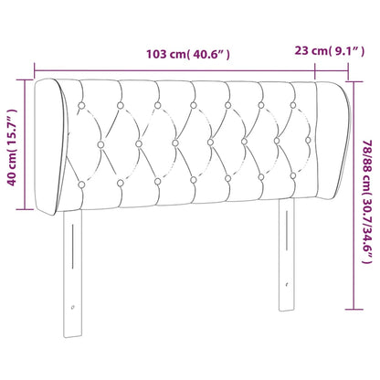 vidaXL Kopfteil mit Ohren Hellgrau 103x23x78/88 cm Samt