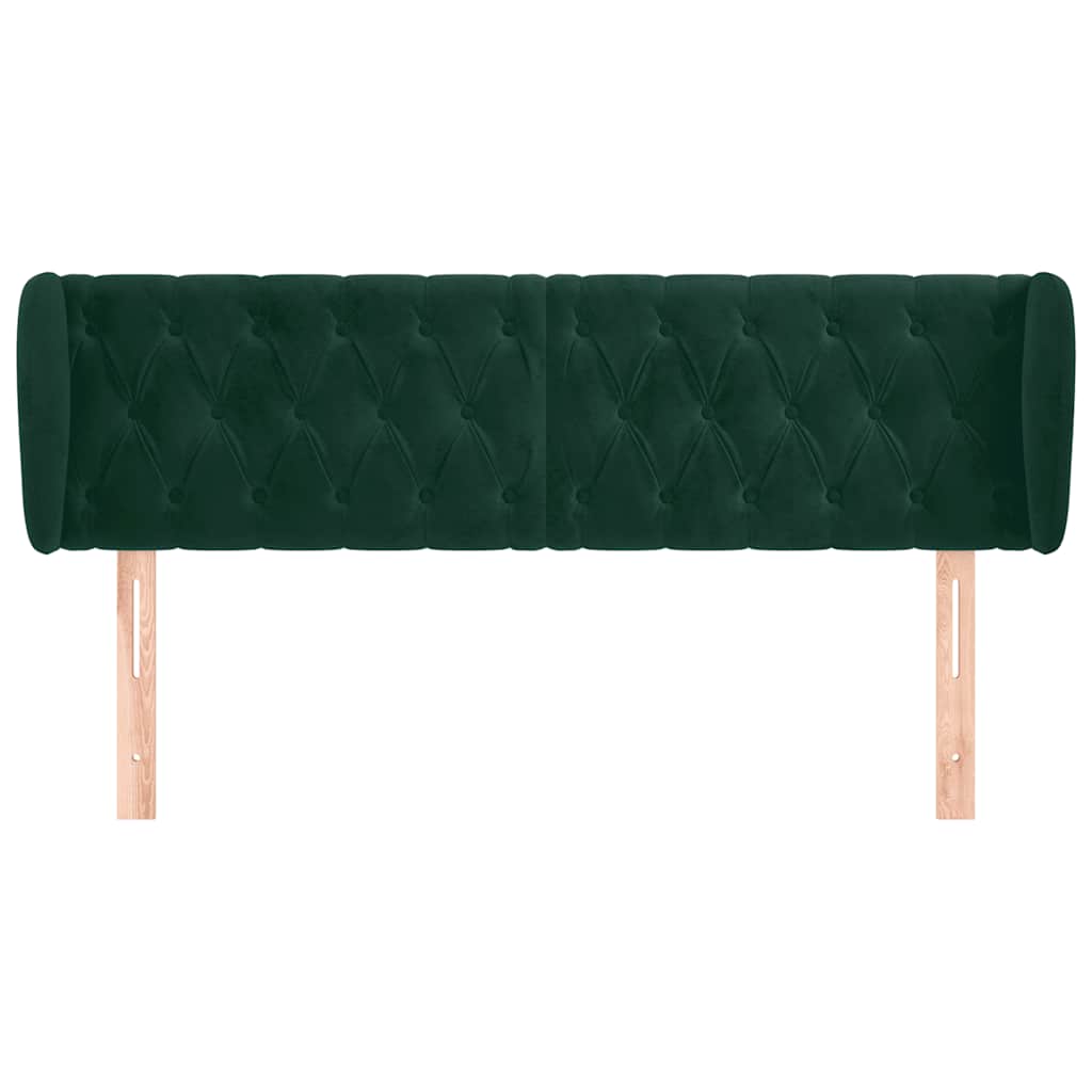 vidaXL Kopfteil mit Ohren Dunkelgrün 147x23x78/88 cm Samt