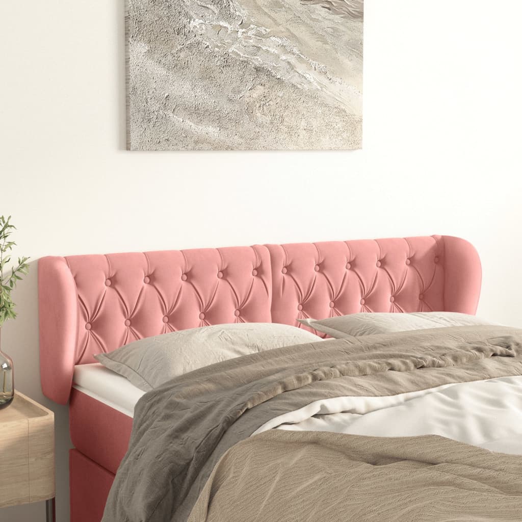 vidaXL Kopfteil mit Ohren Rosa 147x23x78/88 cm Samt