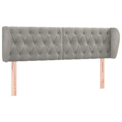 vidaXL Kopfteil mit Ohren Hellgrau 163x23x78/88 cm Samt