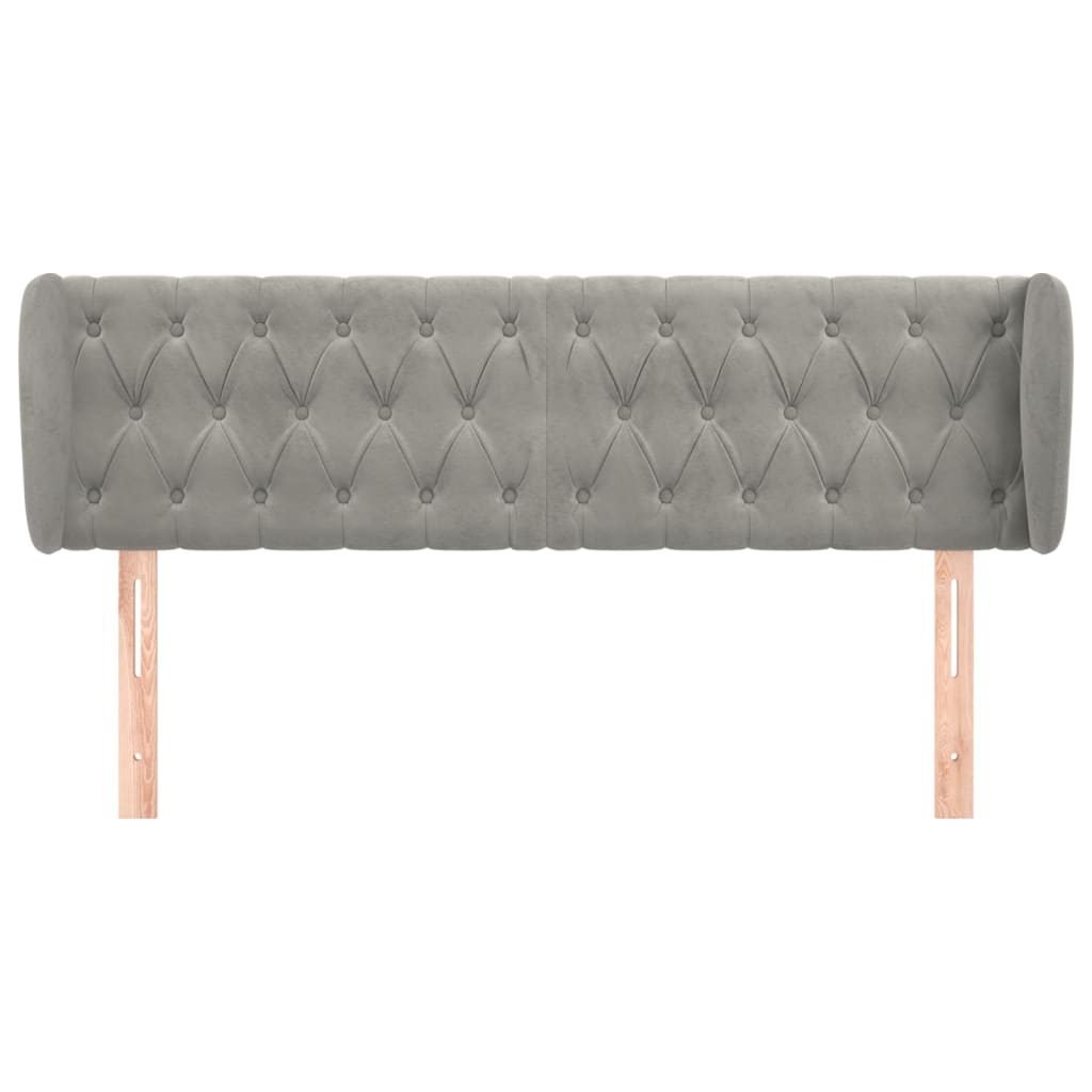 vidaXL Kopfteil mit Ohren Hellgrau 163x23x78/88 cm Samt