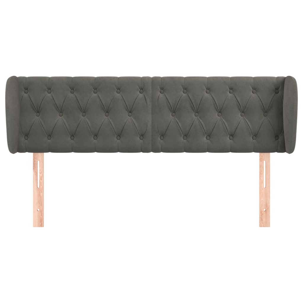 vidaXL Kopfteil mit Ohren Dunkelgrau 163x23x78/88 cm Samt