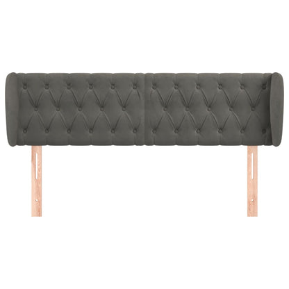 vidaXL Kopfteil mit Ohren Dunkelgrau 163x23x78/88 cm Samt