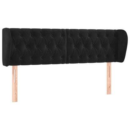 vidaXL Kopfteil mit Ohren Schwarz 163x23x78/88 cm Samt