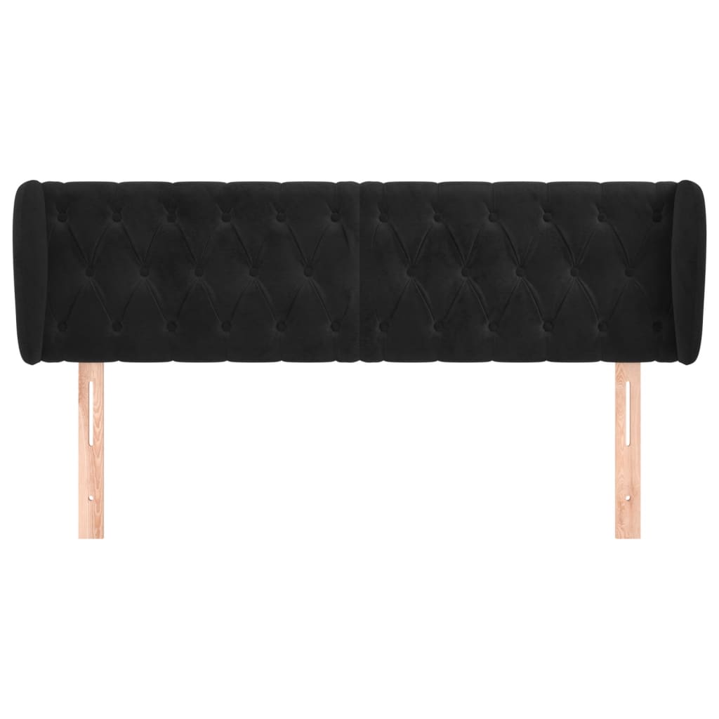vidaXL Kopfteil mit Ohren Schwarz 163x23x78/88 cm Samt