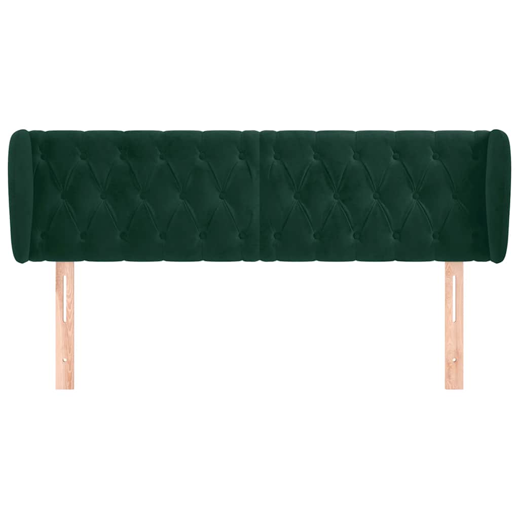 vidaXL Kopfteil mit Ohren Dunkelgrün 163x23x78/88 cm Samt