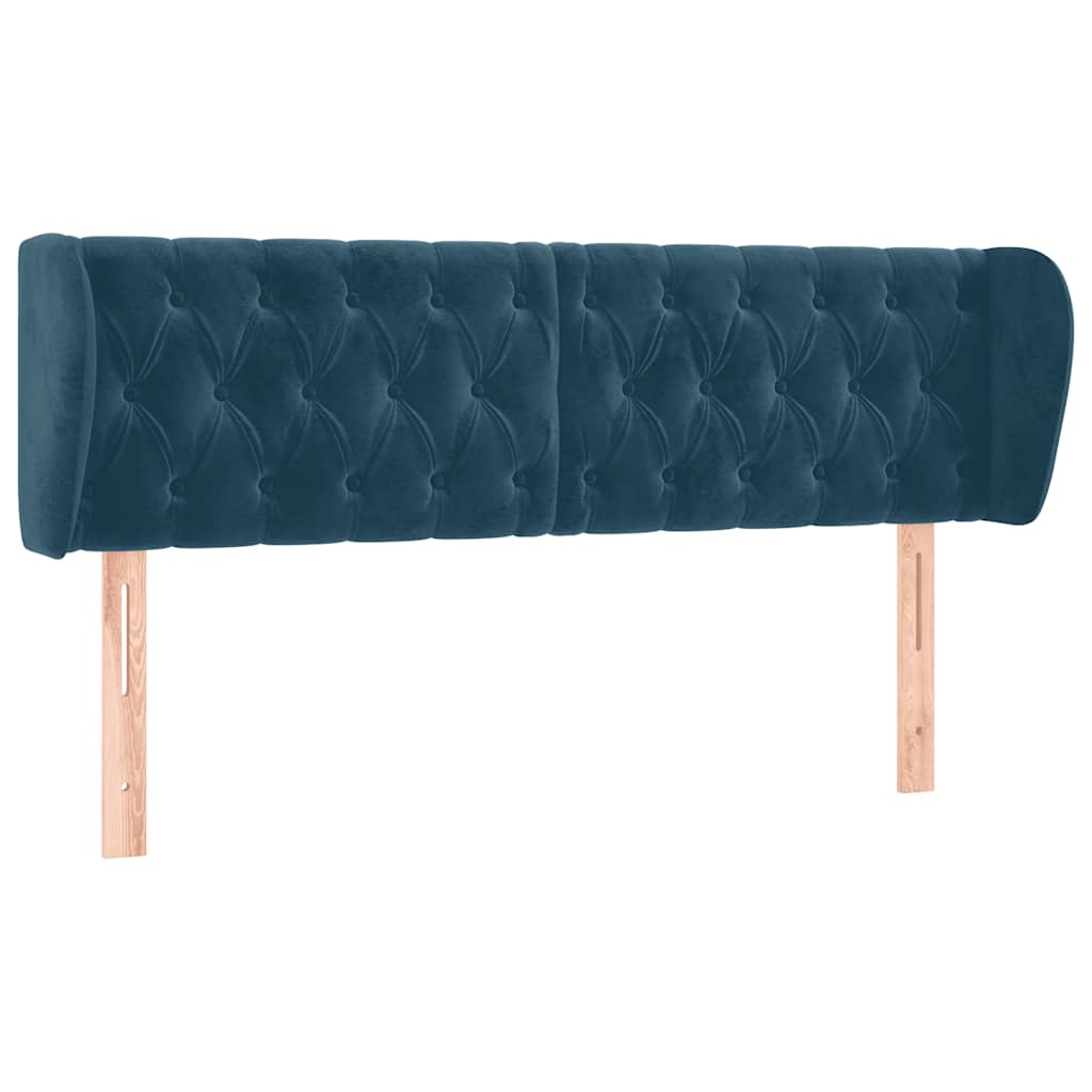 vidaXL Kopfteil mit Ohren Dunkelblau 163x23x78/88 cm Samt