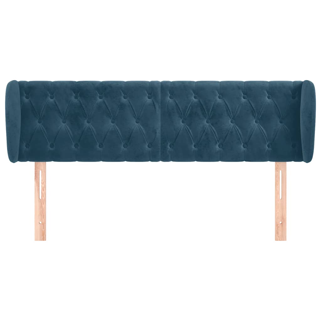 vidaXL Kopfteil mit Ohren Dunkelblau 163x23x78/88 cm Samt
