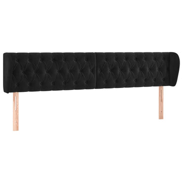 vidaXL Kopfteil mit Ohren Schwarz 183x23x78/88 cm Samt