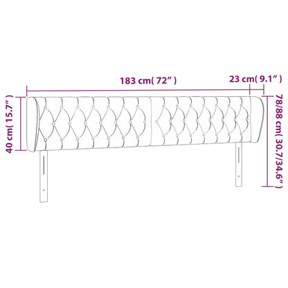 vidaXL Kopfteil mit Ohren Schwarz 183x23x78/88 cm Samt