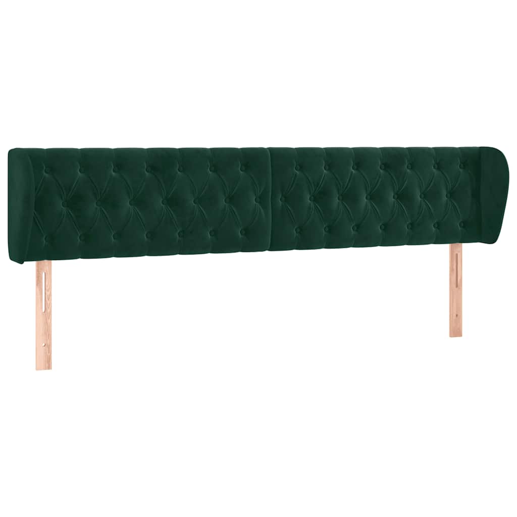 vidaXL Kopfteil mit Ohren Dunkelgrün 183x23x78/88 cm Samt