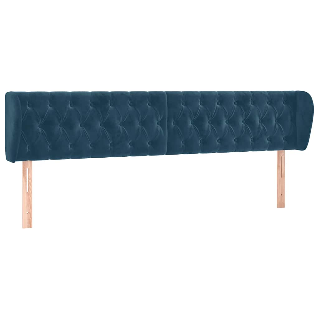 vidaXL Kopfteil mit Ohren Dunkelblau 183x23x78/88 cm Samt