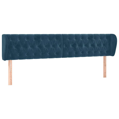 vidaXL Kopfteil mit Ohren Dunkelblau 183x23x78/88 cm Samt