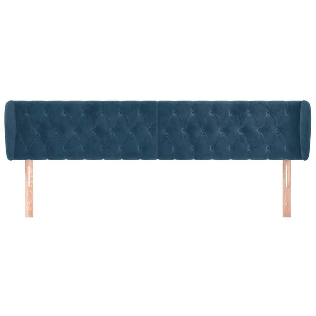 vidaXL Kopfteil mit Ohren Dunkelblau 183x23x78/88 cm Samt